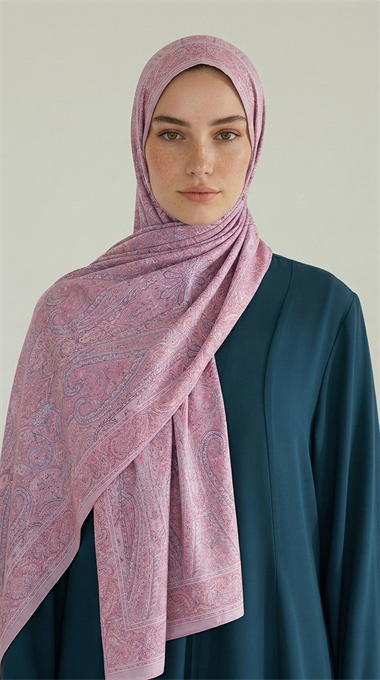 ROYAL ETNİK DESEN COTTON ŞAL - TOZ PEMBE