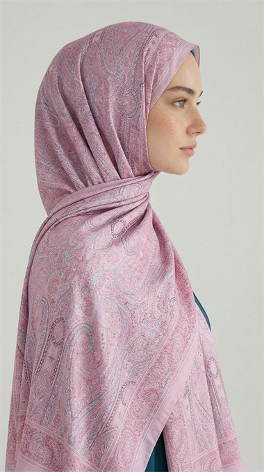 ROYAL ETNİK DESEN COTTON ŞAL - TOZ PEMBE