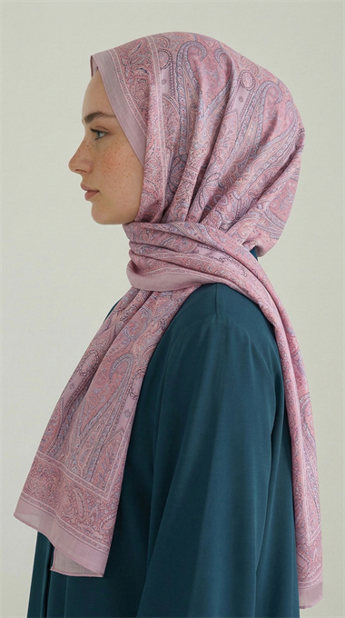 ROYAL ETNİK DESEN COTTON ŞAL - TOZ PEMBE
