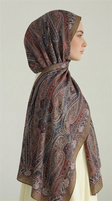 ROYAL ETNİK DESEN COTTON ŞAL - YAĞ YEŞİLİ