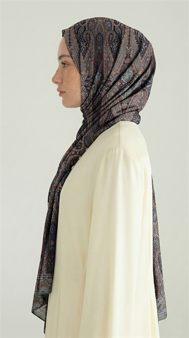 ROYAL ETNİK DESEN COTTON ŞAL - YEŞİL