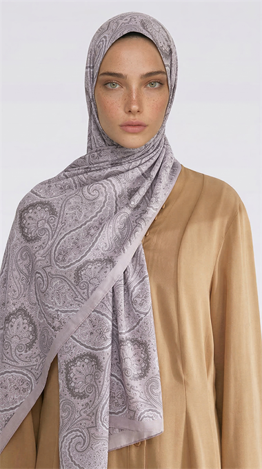 SAPHİRA DESENLİ COTTON ŞAL - GRİ / BEYAZ
