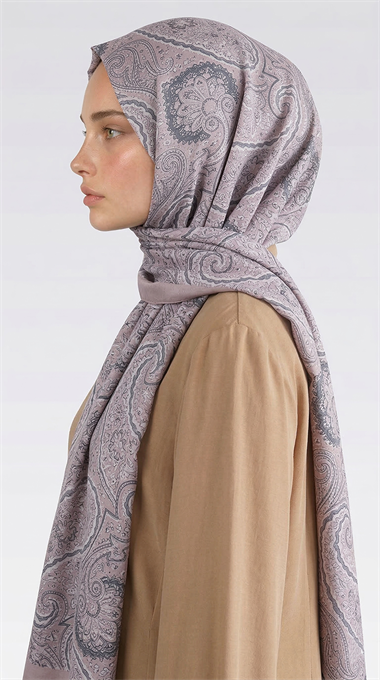 SAPHİRA DESENLİ COTTON ŞAL - GRİ / BEYAZ