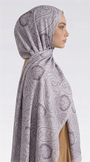 SAPHİRA DESENLİ COTTON ŞAL - GRİ / BEYAZ