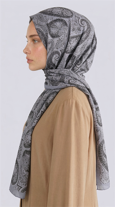 SAPHİRA DESENLİ COTTON ŞAL - GRİ