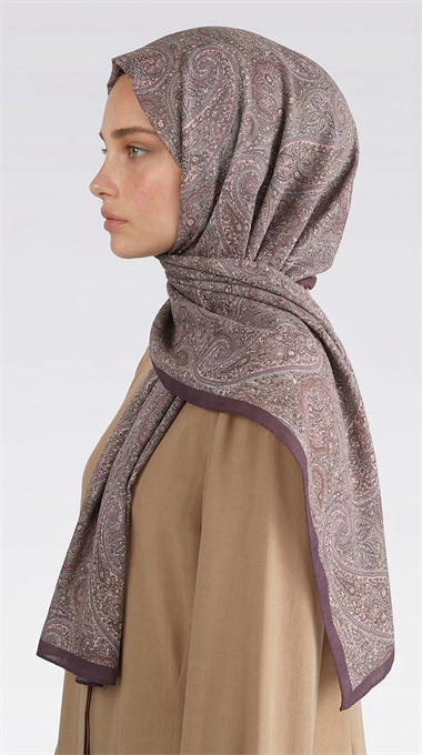 SAPHİRA DESENLİ COTTON ŞAL - KAHVERENGİ