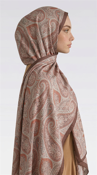 SAPHİRA DESENLİ COTTON ŞAL - KAHVERENGİ / TURUNCU