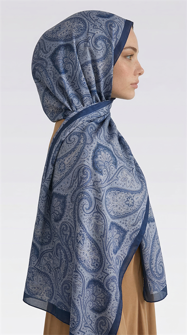 SAPHİRA DESENLİ COTTON ŞAL - MAVİ / BEYAZ