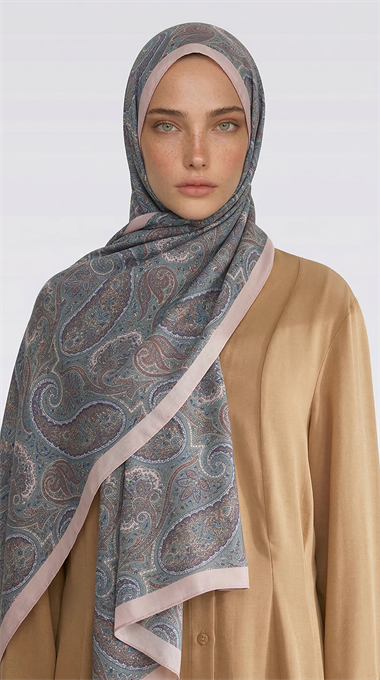 SAPHİRA DESENLİ COTTON ŞAL - YEŞİL / KREM 