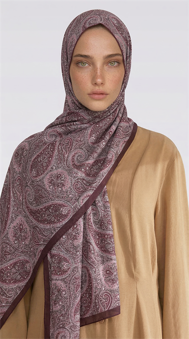 SAPHİRA DESENLİ COTTON ŞAL - MOR / KREM 
