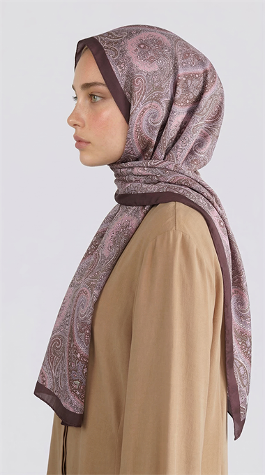 SAPHİRA DESENLİ COTTON ŞAL - MOR / KREM 