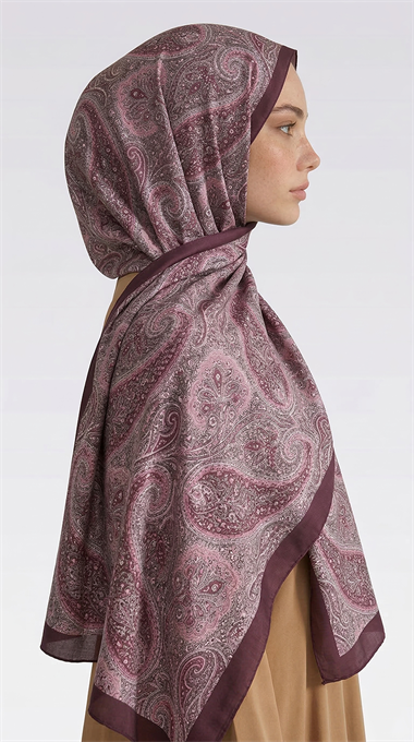 SAPHİRA DESENLİ COTTON ŞAL - MOR / KREM 