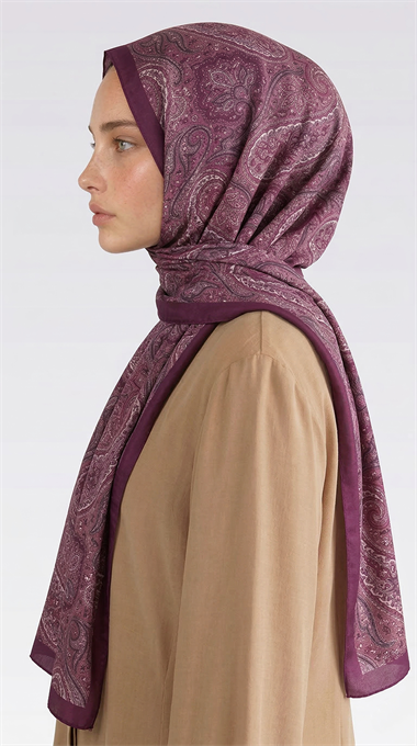SAPHİRA DESENLİ COTTON ŞAL - MOR