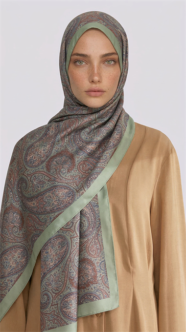 SAPHİRA DESENLİ COTTON ŞAL - YEŞİL