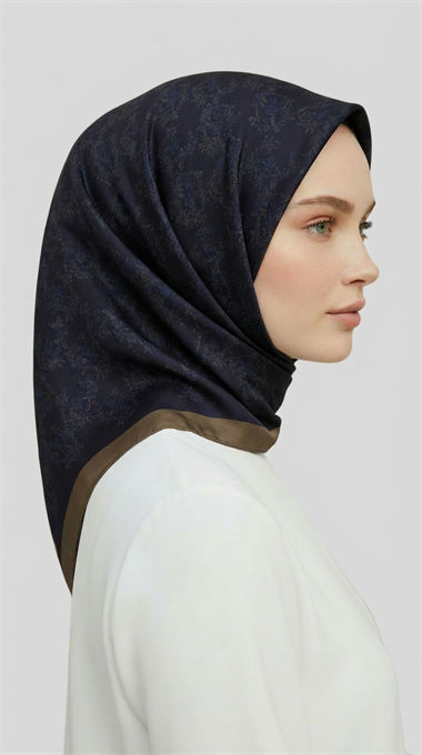 SARMAŞIK DESENLİ RAYON EŞARP - LACİVERT / HARDAL
