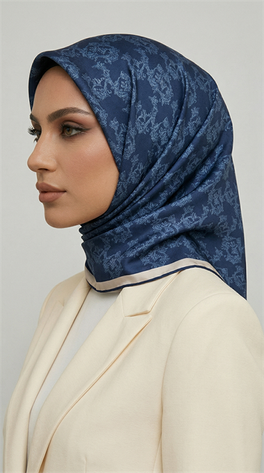 SARMAŞIK DESENLİ RAYON EŞARP - LACİVERT / İNDİGO