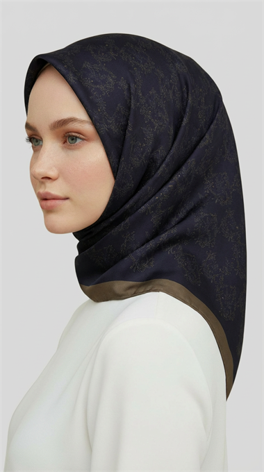SARMAŞIK DESENLİ RAYON EŞARP - LACİVERT / HARDAL