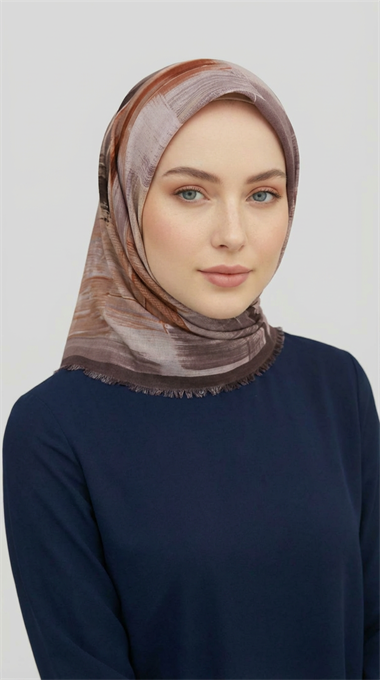 SOYUT DESENLİ YÜN EŞARP - BEJ / KREM