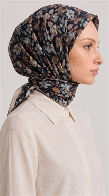 VELORA DESENLİ COTTON EŞARP - BEJ / SİYAH