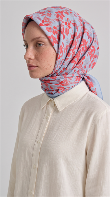 Karaca EşarpKOTON EŞARP VELORA DESENLİ COTTON  EŞARP - GRİ / KIRMIZI