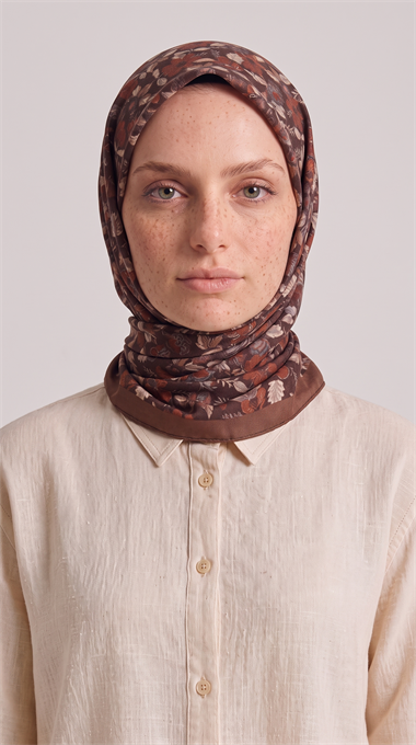 VELORA DESENLİ COTTON EŞARP - KAHVERENGİ