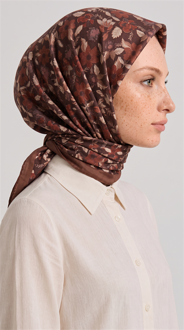 VELORA DESENLİ COTTON EŞARP - KAHVERENGİ