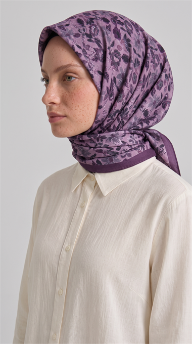 VELORA DESENLİ COTTON EŞARP - MOR