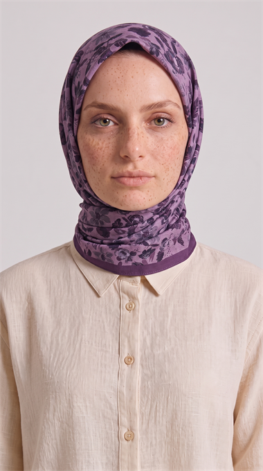 VELORA DESENLİ COTTON EŞARP - MOR