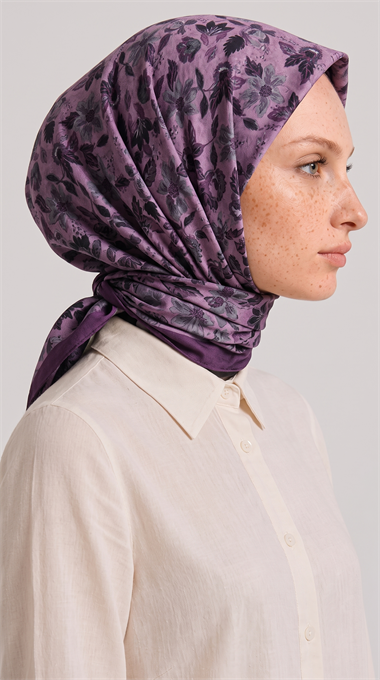 VELORA DESENLİ COTTON EŞARP - MOR