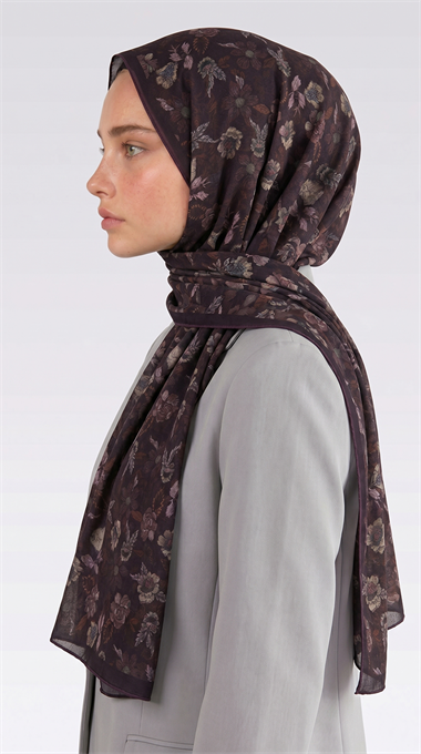 VELORA DESENLİ COTTON ŞAL -  ACI KAHVE