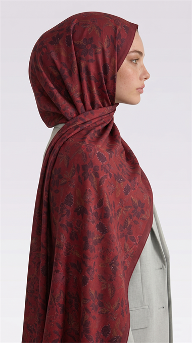 VELORA DESENLİ COTTON ŞAL -  BORDO