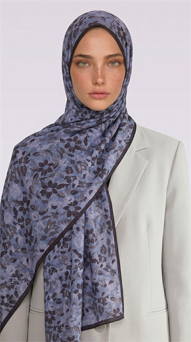 VELORA DESENLİ COTTON ŞAL -  GRİ / SİYAH