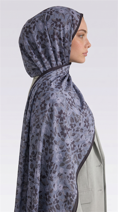 VELORA DESENLİ COTTON ŞAL -  GRİ / SİYAH