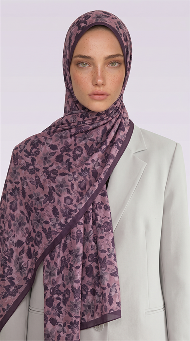 Karaca EşarpCOTTON ŞAL VELORA DESENLİ COTTON ŞAL -  GÜL KURUSU