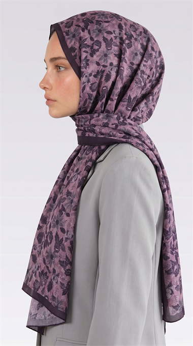 VELORA DESENLİ COTTON ŞAL -  GÜL KURUSU