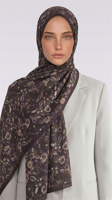 Karaca EşarpCOTTON ŞAL VELORA DESENLİ COTTON ŞAL -  KAHVERENGİ / KREM