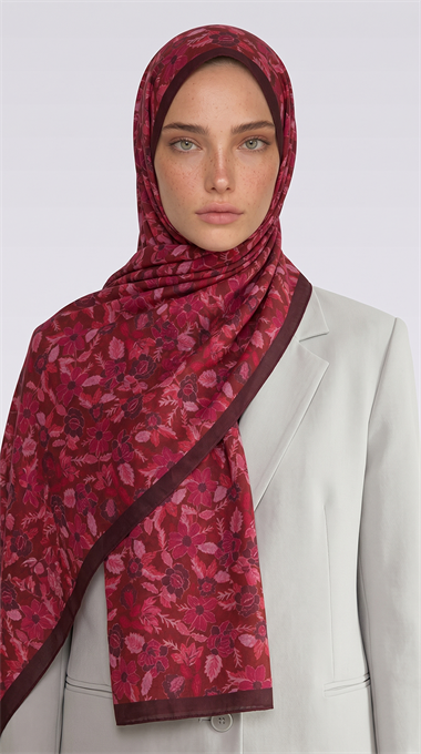 Karaca EşarpCOTTON ŞAL VELORA DESENLİ COTTON ŞAL -  KIRMIZI / PEMBE 