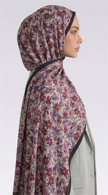VELORA DESENLİ COTTON ŞAL -  KREM / KIRMIZI