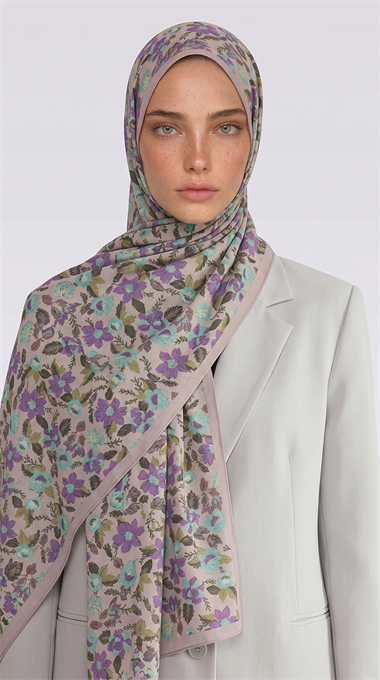Karaca EşarpCOTTON ŞAL VELORA DESENLİ COTTON ŞAL -  KREM / LİLA