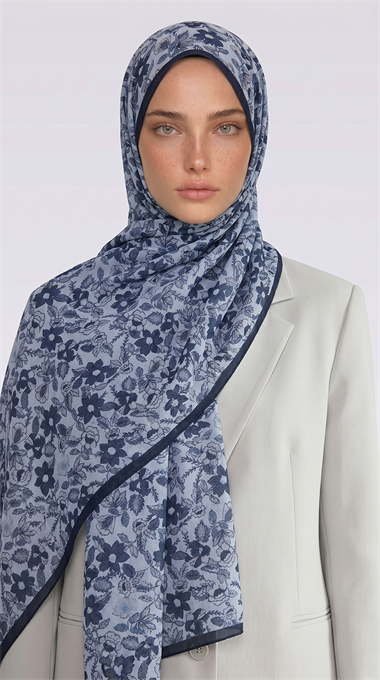 Karaca EşarpCOTTON ŞAL VELORA DESENLİ COTTON ŞAL -  LACİVERT / MAVİ