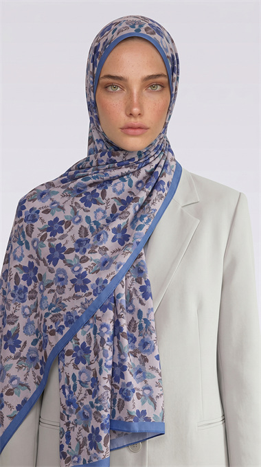 Karaca EşarpCOTTON ŞAL VELORA DESENLİ COTTON ŞAL -  MAVİ / KREM