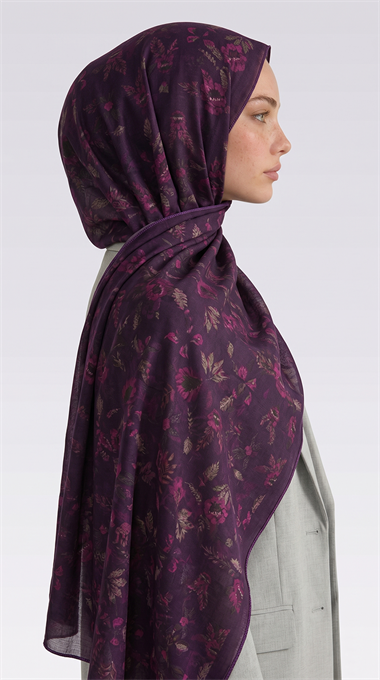 VELORA DESENLİ COTTON ŞAL -  MOR