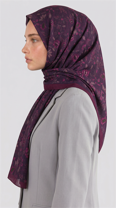 VELORA DESENLİ COTTON ŞAL -  MOR