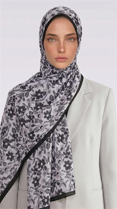 Karaca EşarpCOTTON ŞAL VELORA DESENLİ COTTON ŞAL -  SİYAH  / BEYAZ