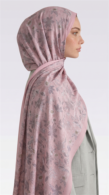 VELORA DESENLİ COTTON ŞAL -  TOZ PEMBE