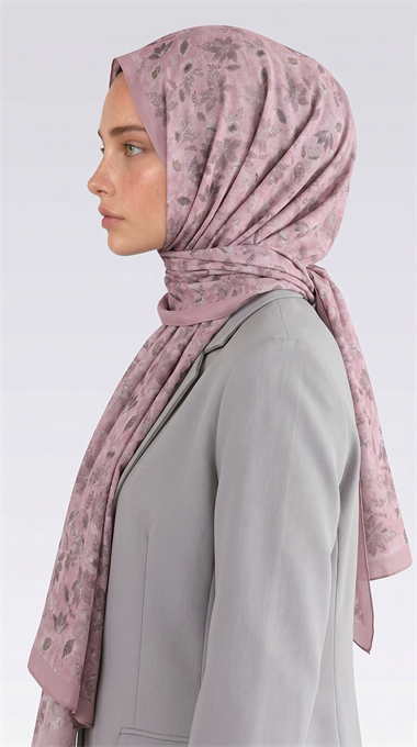 VELORA DESENLİ COTTON ŞAL -  TOZ PEMBE