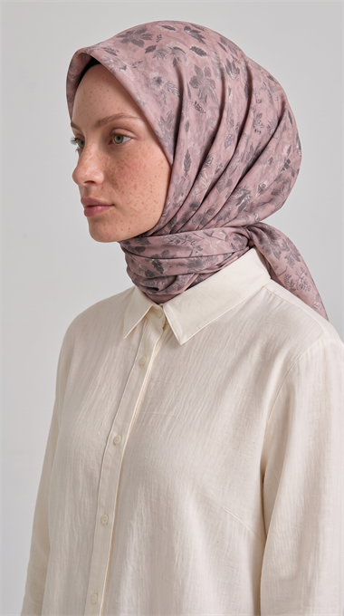 VELORA DESENLİ COTTON ŞAL -  TOZ PEMBE