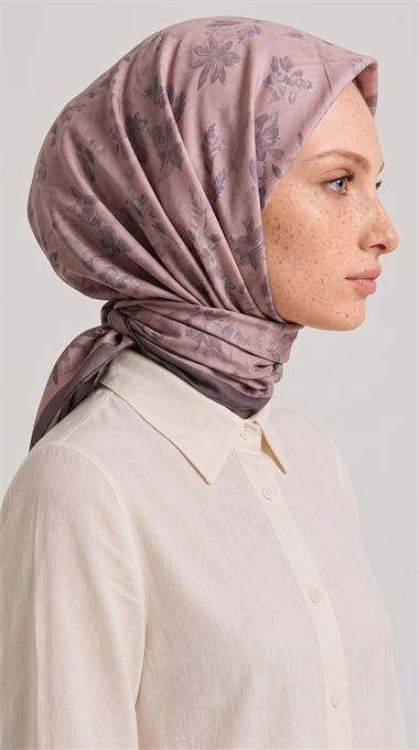 VELORA DESENLİ COTTON ŞAL -  TOZ PEMBE