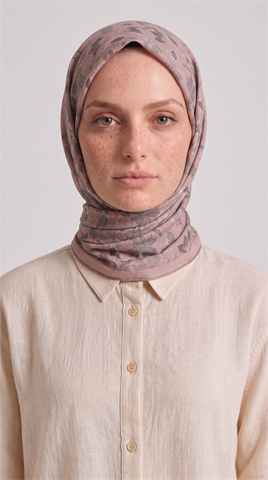VELORA DESENLİ COTTON ŞAL -  TOZ PEMBE