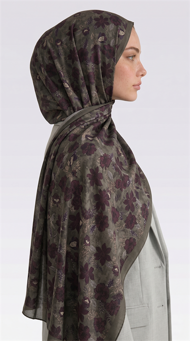 VELORA DESENLİ COTTON ŞAL -  YEŞİL / BORDO 